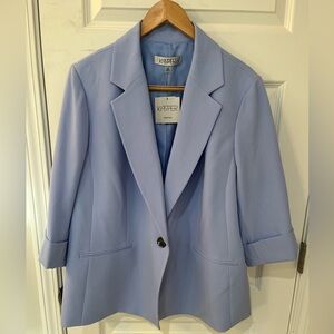 NWT!!! Kasper Women's Blazer Jacket Sz 20 Blue Notch Collar 3/4 Sleeve Preppy